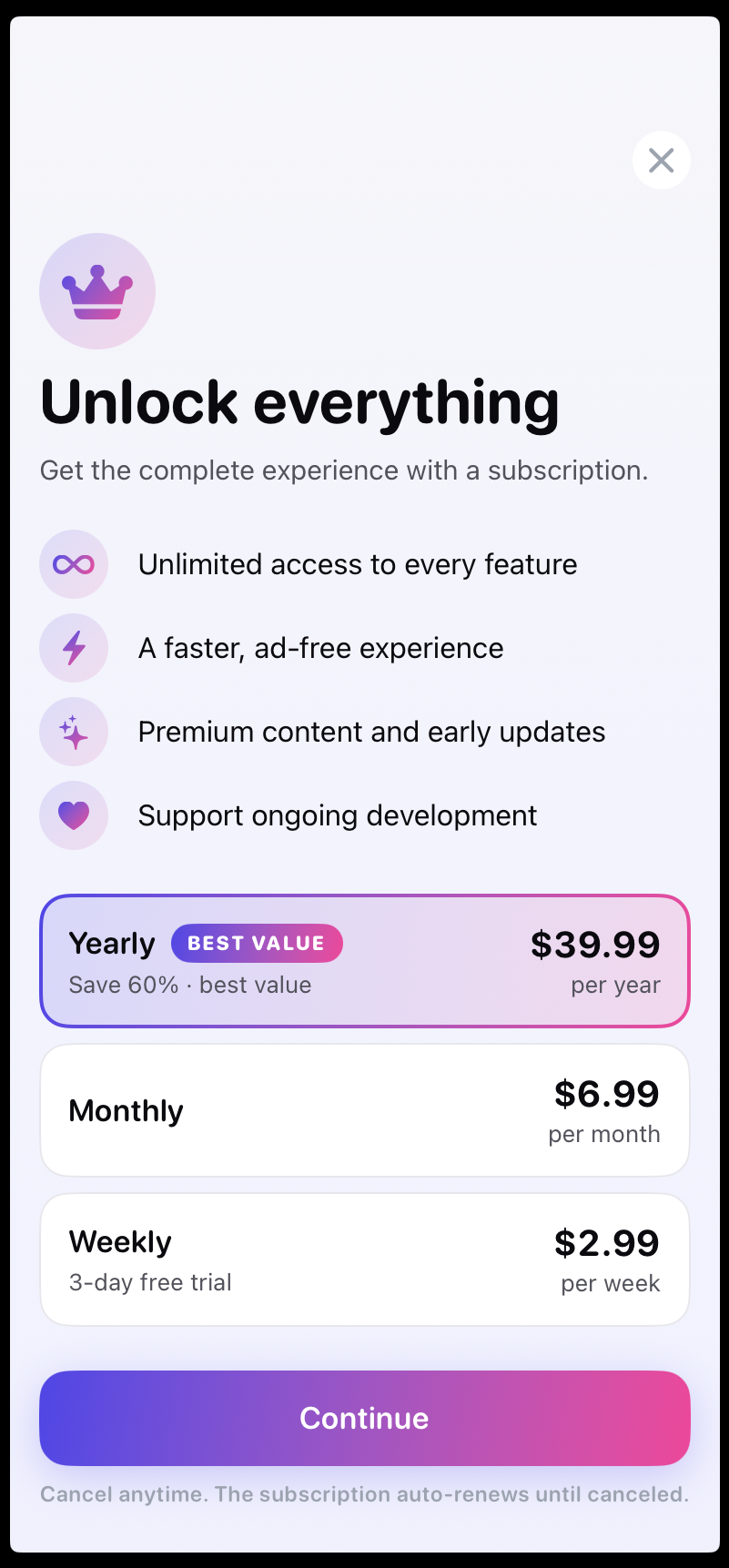 Macro Quick — paywall / subscription